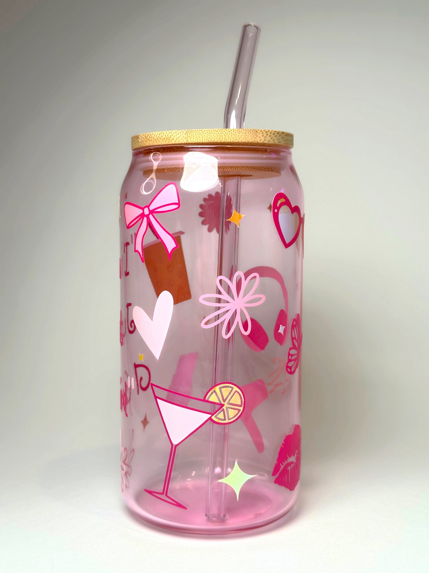 “I’m Just A Girl” Beer Glass Can - Pink Glass
