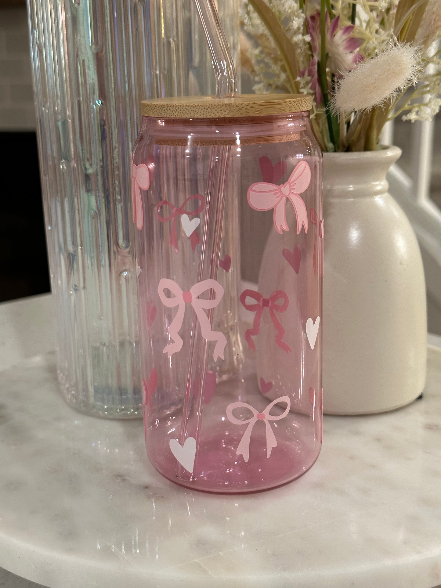 Coquette Beer Glass Can- Pink Glass