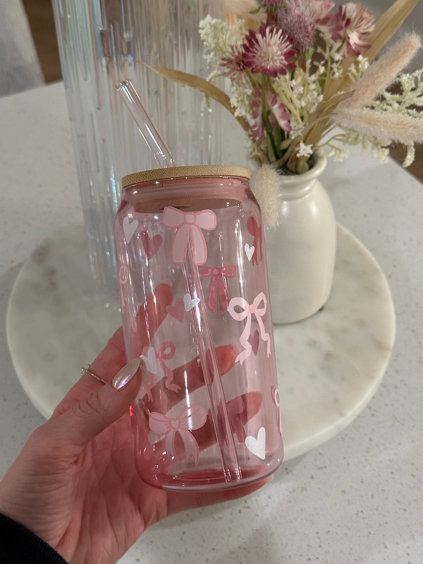 Coquette Beer Glass Can- Pink Glass