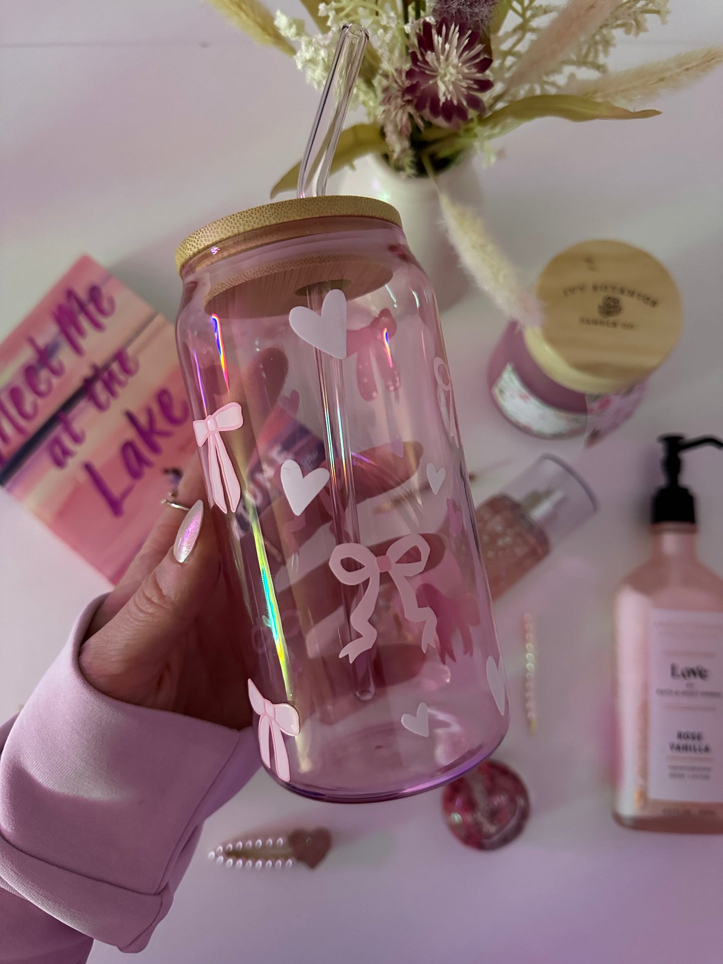 Coquette Beer Glass Can- Pink Glass